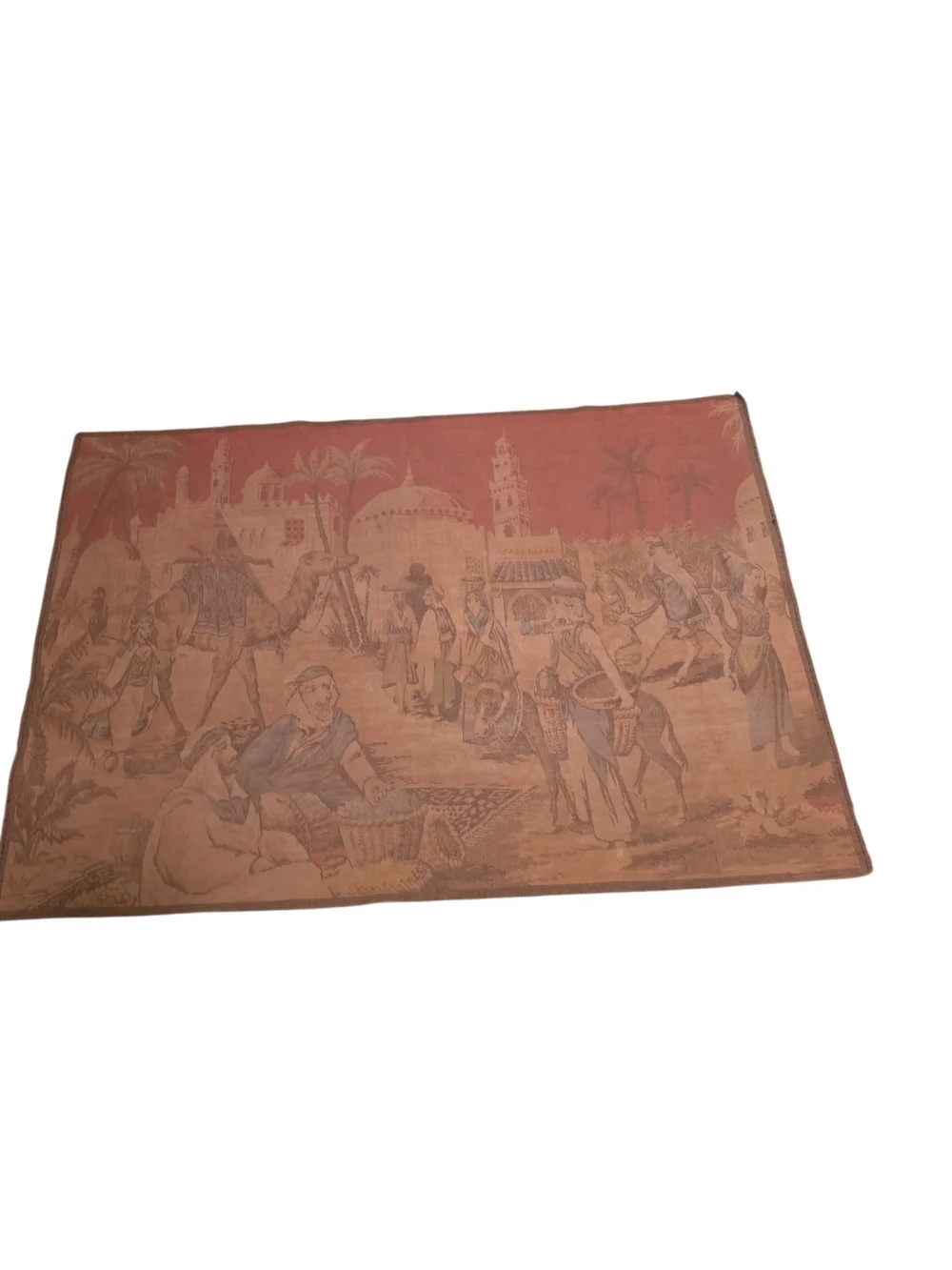 Vintage Middle Eastern Market Tapestry Wall Hanging 38 X 54